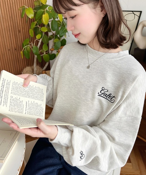 セール】裏毛ロゴ刺繍スウェットプルオーバー（スウェット）｜moment+