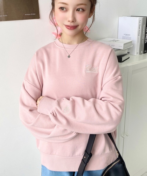 セール】裏毛ロゴ刺繍スウェットプルオーバー（スウェット）｜moment+