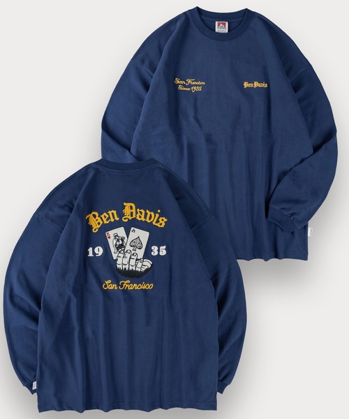 【BENDAVIS／ベンデイビス】BEN CAEDS EMB BRUSHED LS/トランプモチーフ バックプリント ロングスリーブTシャツ（Tシャツ/カットソー）｜SlashDate（スラッシュデイト）