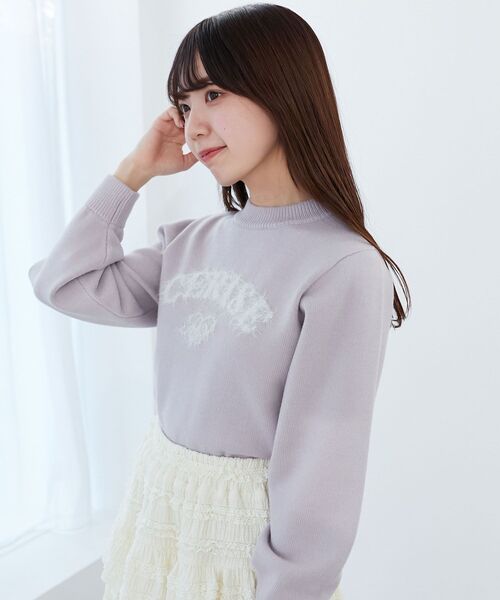 MAJESTIC LEGON(マジェスティックレゴン)の「フワフワジャカードロゴニット(ニット/セーター・レディース・グレー/アイボリー/ピンク・MEDIUM)」の2枚目の写真