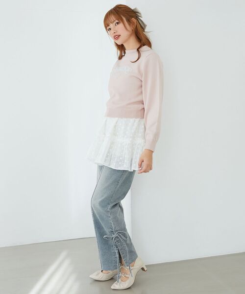 MAJESTIC LEGON(マジェスティックレゴン)の「フワフワジャカードロゴニット(ニット/セーター・レディース・グレー/アイボリー/ピンク・MEDIUM)」の16枚目の写真