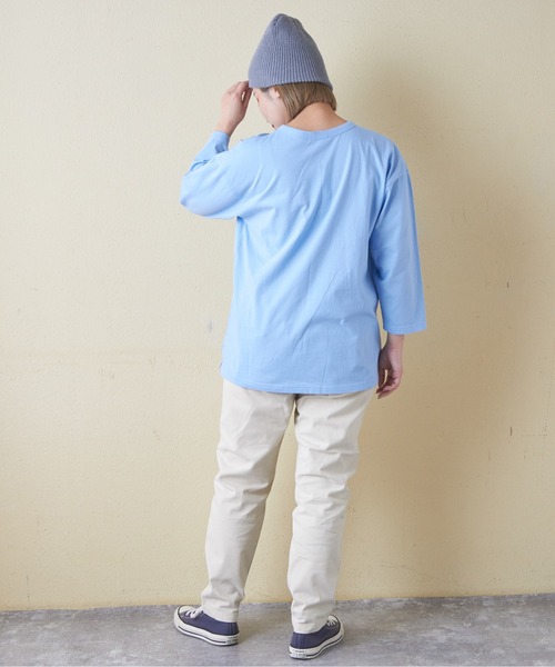 セール】32/-OE天竺カットソー7分袖ロゴプリントプルオーバー（T