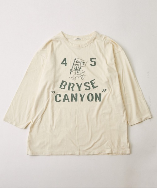 セール】32/-OE天竺カットソー7分袖ロゴプリントプルオーバー（T