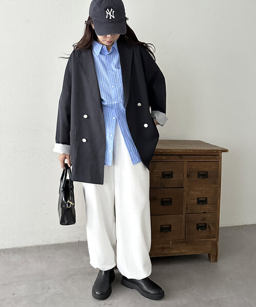 DISCOAT（ディスコート）の「【ユニセックス】ワンポイント刺繍ワイドスウェットパンツ（その他パンツ・レディース・オフホワイト/ライトグレー/ネイビー・MEDIUM/LARGE）」の8枚目の写真