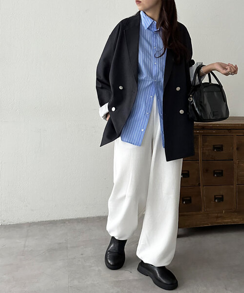 DISCOAT（ディスコート）の「【ユニセックス】ワンポイント刺繍ワイドスウェットパンツ（その他パンツ・レディース・オフホワイト/ライトグレー/ネイビー・MEDIUM/LARGE）」の9枚目の写真