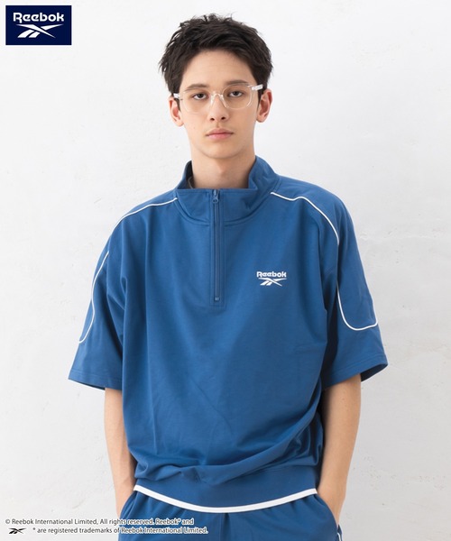 Reebok（リーボック）の「【EC別注】Reebok リーボック ブランド ロゴ ワンポイント 刺繍 ハーフジップ 半袖 プルオーバー スウェット トレーナー（スウェット・メンズ・ベージュ/ブルー/ブラック・LL/L/M）」の3枚目の写真