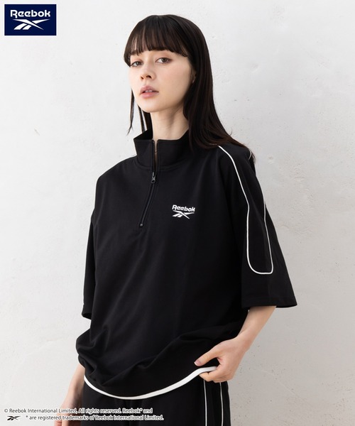 Reebok（リーボック）の「【EC別注】Reebok リーボック ブランド ロゴ ワンポイント 刺繍 ハーフジップ 半袖 プルオーバー スウェット トレーナー（スウェット・メンズ・ベージュ/ブルー/ブラック・LL/L/M）」の2枚目の写真