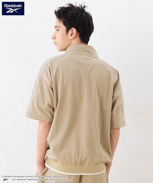 Reebok（リーボック）の「【EC別注】Reebok リーボック ブランド ロゴ ワンポイント 刺繍 ハーフジップ 半袖 プルオーバー スウェット トレーナー（スウェット・メンズ・ベージュ/ブルー/ブラック・LL/L/M）」の4枚目の写真