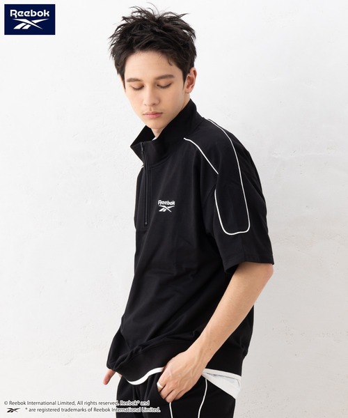 Reebok（リーボック）の「【EC別注】Reebok リーボック ブランド ロゴ ワンポイント 刺繍 ハーフジップ 半袖 プルオーバー スウェット トレーナー（スウェット・メンズ・ベージュ/ブルー/ブラック・LL/L/M）」の7枚目の写真