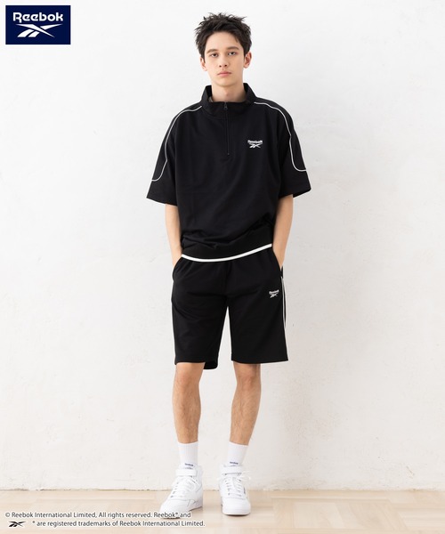 Reebok（リーボック）の「【EC別注】Reebok リーボック ブランド ロゴ ワンポイント 刺繍 ハーフジップ 半袖 プルオーバー スウェット トレーナー（スウェット・メンズ・ベージュ/ブルー/ブラック・LL/L/M）」の8枚目の写真