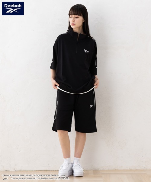 Reebok（リーボック）の「【EC別注】Reebok リーボック ブランド ロゴ ワンポイント 刺繍 ハーフジップ 半袖 プルオーバー スウェット トレーナー（スウェット・メンズ・ベージュ/ブルー/ブラック・LL/L/M）」の10枚目の写真