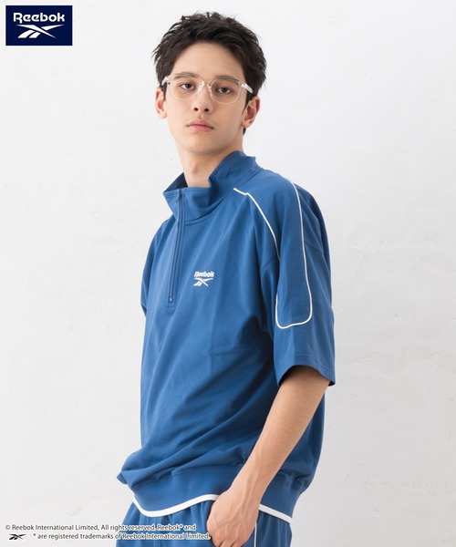 Reebok（リーボック）の「【EC別注】Reebok リーボック ブランド ロゴ ワンポイント 刺繍 ハーフジップ 半袖 プルオーバー スウェット トレーナー（スウェット・メンズ・ベージュ/ブルー/ブラック・LL/L/M）」の13枚目の写真