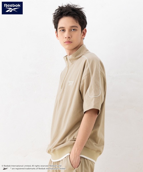 Reebok（リーボック）の「【EC別注】Reebok リーボック ブランド ロゴ ワンポイント 刺繍 ハーフジップ 半袖 プルオーバー スウェット トレーナー（スウェット・メンズ・ベージュ/ブルー/ブラック・LL/L/M）」の6枚目の写真