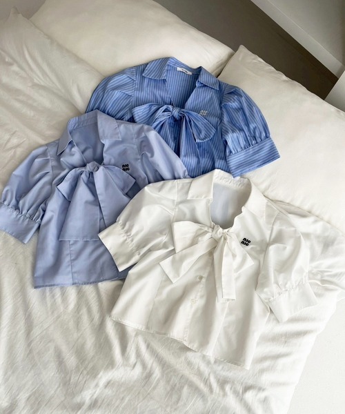 one after another NICE CLAUP（ワンアフターアナザーナイスクラップ）の「刺繍入りボウタイリボンブラウス（シャツ/ブラウス・レディース・ベージュ系その他/オフホワイト/サックスブルー/サックスブルー系/ブルー系その他・FREE）」の11枚目の写真