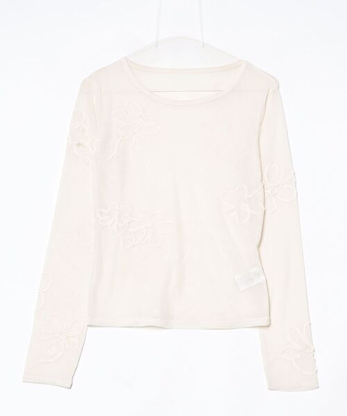 Per sist ence(パーシエンス)の「シアーフラワーコード刺繍プルオーバー(Tシャツ/カットソー・レディース・アイボリー/チャコールグレー/ブラック・FREE)」の13枚目の写真