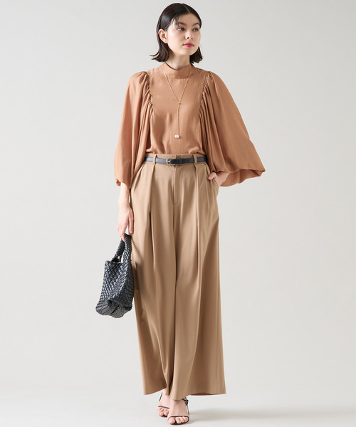 Tiara（ティアラ）の「タックワイドパンツ（セットアップ可）（その他パンツ・レディース・ブラック/ベージュ・2/3）」の3枚目の写真