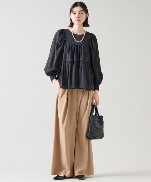 Tiara（ティアラ）の「タックワイドパンツ（セットアップ可）（その他パンツ・レディース・ブラック/ベージュ・2/3）」の10枚目の写真