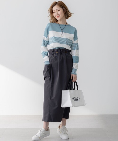 23区(ニジュウサンク)の「【洗える】コットンポリエステルストレッチ ショート ニット(ニット/セーター・レディース・ネイビー系1/ベージュ系1/ライトグリーン系1・38)」の6枚目の写真