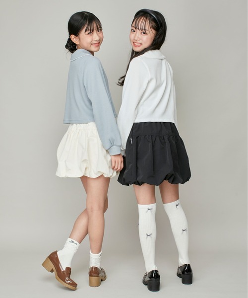 JENNI love（ジェニィラブ）の「大好評につき再入荷！【ウエスト調整可】リボン付きタフタバルーンスカパン（スカート・キッズ・オフホワイト/グレー/アイボリー/ブラック・130cm/140cm/150cm/160cm）」の6枚目の写真