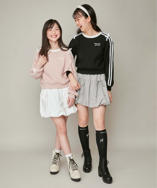 JENNI love（ジェニィラブ）の「大好評につき再入荷！【ウエスト調整可】リボン付きタフタバルーンスカパン（スカート・キッズ・オフホワイト/グレー/アイボリー/ブラック・130cm/140cm/150cm/160cm）」の7枚目の写真