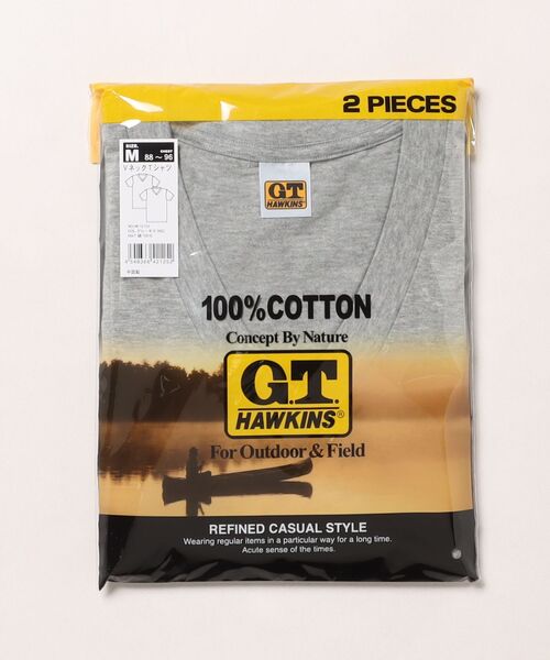 Hawkins（ホーキンス）の「G.T.HAWKINS/GTホーキンス VネックTシャツ 綿100% 2枚組（Tシャツ/カットソー・メンズ・ホワイト/ブラック/杢グレー・MEDIUM/LARGE/X-LARGE）」の3枚目の写真
