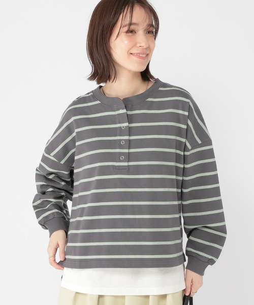 セール】【ONKUL掲載商品】ヘンリーネックマルチボーダープル