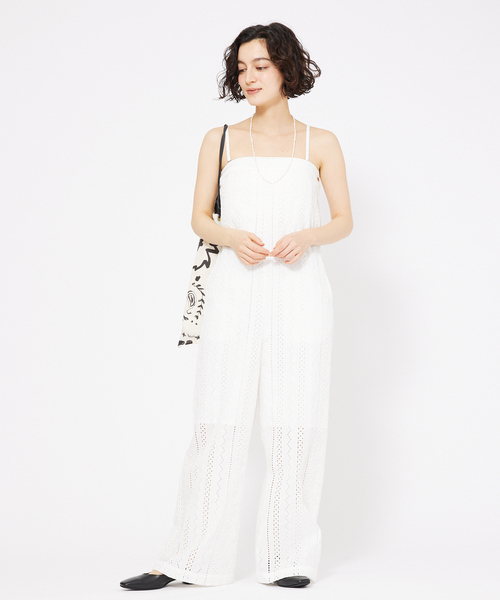 qualite(カリテ)の「オーバーレースサロペット(サロペット/オーバーオール・レディース・オフホワイト/ブラック・38/36)」の2枚目の写真