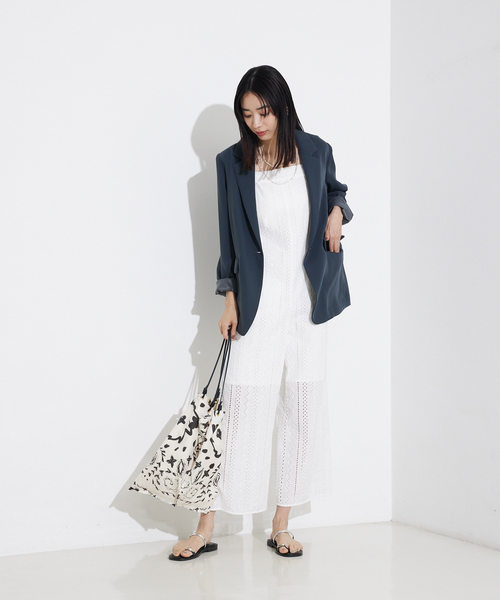 qualite(カリテ)の「オーバーレースサロペット(サロペット/オーバーオール・レディース・オフホワイト/ブラック・38/36)」の3枚目の写真