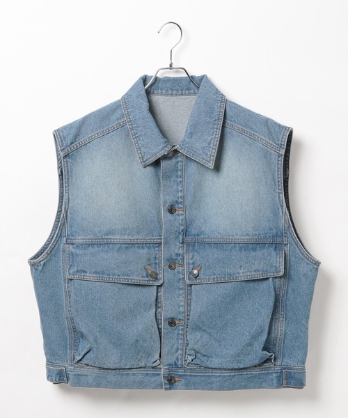 PBLIM（ページボーイリム）の「《UNISEX》アソートベスト（デニムジャケット・レディース・ブルー/ブラック/レオパード・FREE）」の4枚目の写真