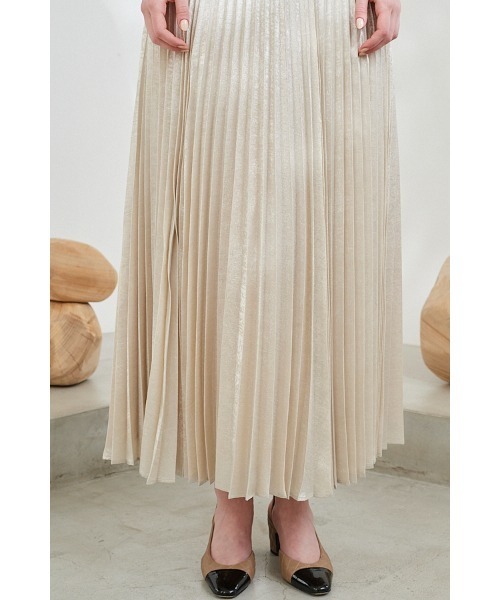 Estella.K(エステラケー)の「Siena Pleated Skirt シャイニーアコーディオンプリーツスカート(スカート・レディース・アイボリー/ブラック/シルバー・FREE)」の8枚目の写真