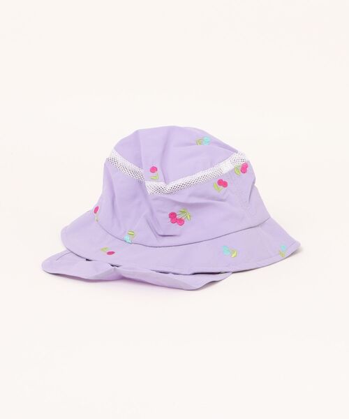 HAKKA BABY（ハッカベビー）の「[ベビー]チェリー刺繍／恐竜刺繍日よけ付きハット（ハット・キッズ・サックスブルー/パープル/ピンク/グリーン・S）」の5枚目の写真