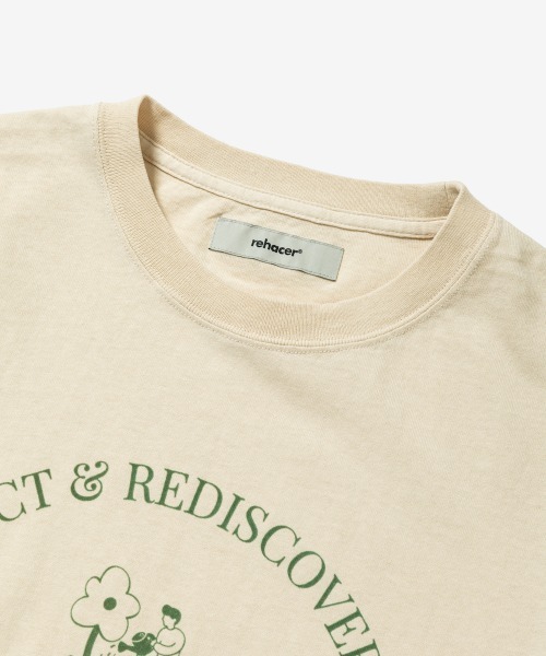 rehacer（レアセル）の「rehacer : Breathe Flower Vintage Wash T-Shirt / ブレスフラワービンテージウオッシュTシャツ（Tシャツ/カットソー・メンズ・スミクロ/ベージュ・SMALL/MEDIUM/LARGE/X-LARGE）」の9枚目の写真