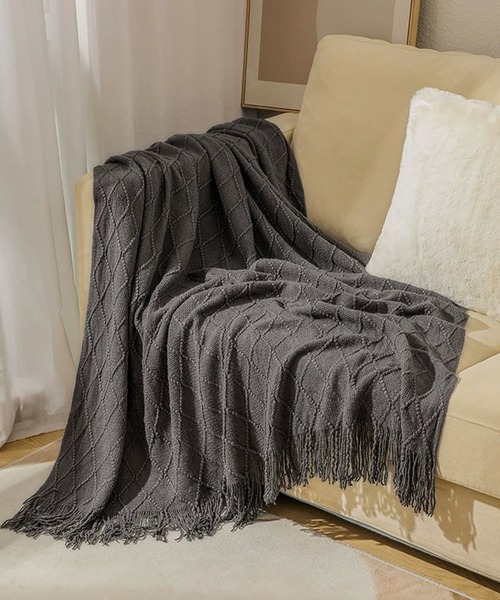 VIBGYOR（ヴィブジョー）の「【 somni / ソニ 】夏 フランネル　ブランケット 掛け布団（ブランケット・レディース・アイボリー/ライトベージュ/カーキ/ライトブルー/グレー/ブルー/ダークグレー/パープル/イエロー/オレンジ/ライトグレー/ライトグリーン/レッド・FREE）」の4枚目の写真