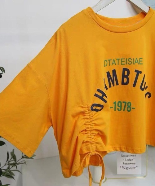 maison de LATIR(メゾンドラティール)の「ギャザーリボンロゴデザイン夏服Tシャツ イージーケア白Tシャツ(Tシャツ/カットソー・レディース・ブラック/オレンジ/ホワイト/ピンク/グリーン・ONESIZE)」の7枚目の写真