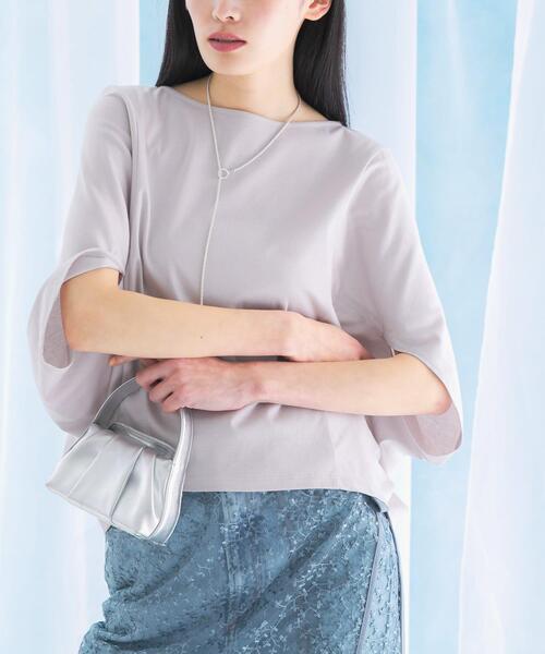 URBAN RESEARCH ROSSO WOMEN（アーバンリサーチ　ロッソ）の「『一部WEB限定カラー』汗染防止5分袖ドルマンプルオーバー（Tシャツ/カットソー・レディース・グレー系その他/オフホワイト/ブルー/ネイビー/ブラウン/ボルドー・FREE）」の2枚目の写真