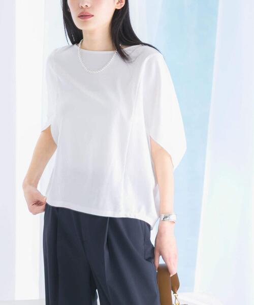 URBAN RESEARCH ROSSO WOMEN(アーバンリサーチ ロッソ)の「『一部WEB限定カラー』汗染防止5分袖ドルマンプルオーバー(Tシャツ/カットソー・レディース・グレー系その他/オフホワイト/ブルー/ネイビー/ブラウン/ボルドー・FREE)」の8枚目の写真