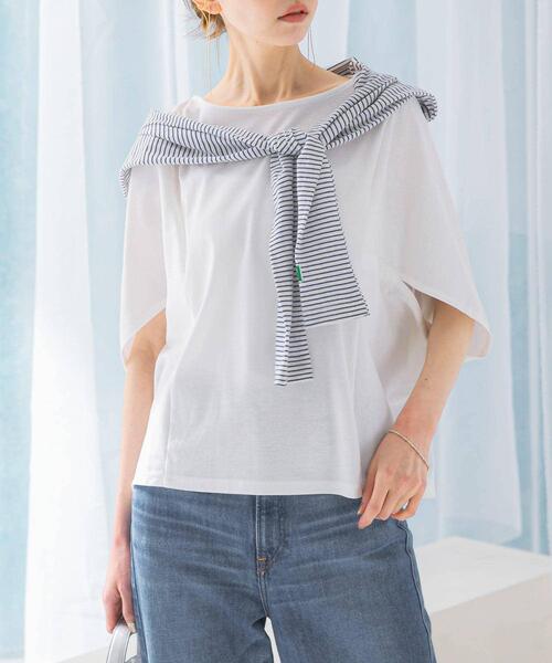 URBAN RESEARCH ROSSO WOMEN(アーバンリサーチ ロッソ)の「『一部WEB限定カラー』汗染防止5分袖ドルマンプルオーバー(Tシャツ/カットソー・レディース・グレー系その他/オフホワイト/ブルー/ネイビー/ブラウン/ボルドー・FREE)」の11枚目の写真