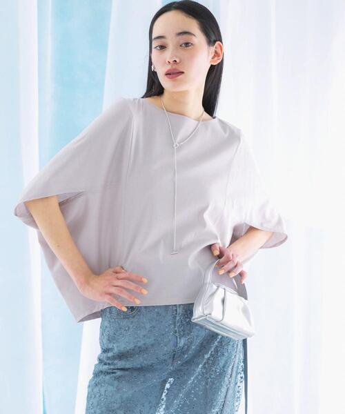 URBAN RESEARCH ROSSO WOMEN(アーバンリサーチ ロッソ)の「『一部WEB限定カラー』汗染防止5分袖ドルマンプルオーバー(Tシャツ/カットソー・レディース・グレー系その他/オフホワイト/ブルー/ネイビー/ブラウン/ボルドー・FREE)」の16枚目の写真