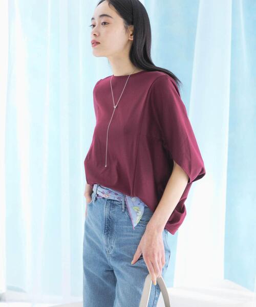 URBAN RESEARCH ROSSO WOMEN（アーバンリサーチ　ロッソ）の「『一部WEB限定カラー』汗染防止5分袖ドルマンプルオーバー（Tシャツ/カットソー・レディース・グレー系その他/オフホワイト/ブルー/ネイビー/ブラウン/ボルドー・FREE）」の20枚目の写真