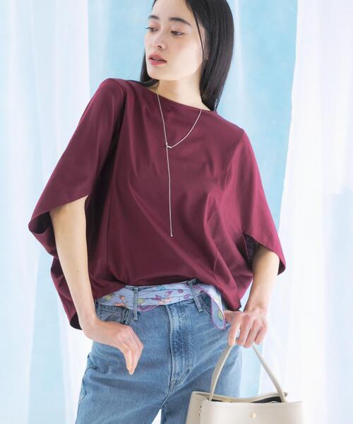 URBAN RESEARCH ROSSO WOMEN（アーバンリサーチ　ロッソ）の「『一部WEB限定カラー』汗染防止5分袖ドルマンプルオーバー（Tシャツ/カットソー・レディース・グレー系その他/オフホワイト/ブルー/ネイビー/ブラウン/ボルドー・FREE）」の21枚目の写真