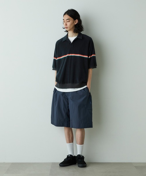 NANO universe(ナノユニバース)の「「HOTEL PALACE」オテルパラス レトロボーダーパイルスキッパーシャツ(Tシャツ/カットソー・メンズ・ブラック/ホワイト・M/L)」の6枚目の写真