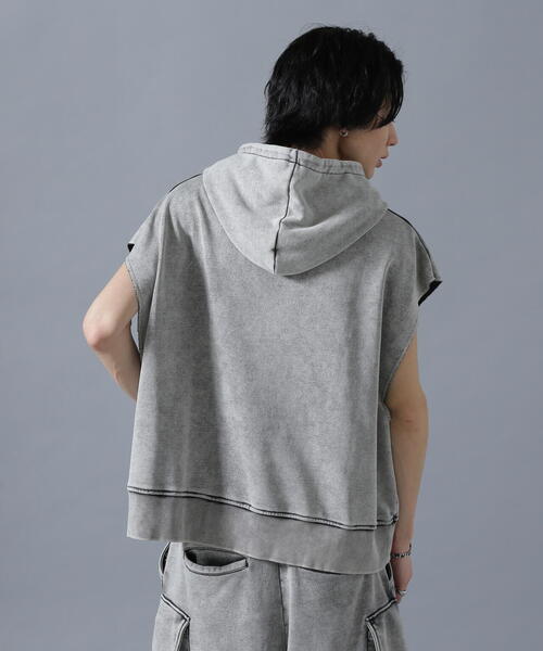 DANKE SCHON(ダンケシェーン)の「DankeSchon/ダンケシェーン/CHEMICAL SWEAT NOSLEEVE HOODIE(パーカー・メンズ・グレー/ブラック・M/L)」の12枚目の写真