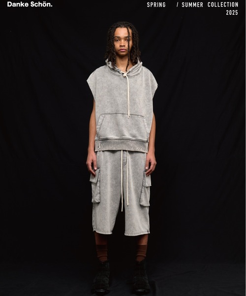 DANKE SCHON(ダンケシェーン)の「DankeSchon/ダンケシェーン/CHEMICAL SWEAT NOSLEEVE HOODIE(パーカー・メンズ・グレー/ブラック・M/L)」の4枚目の写真