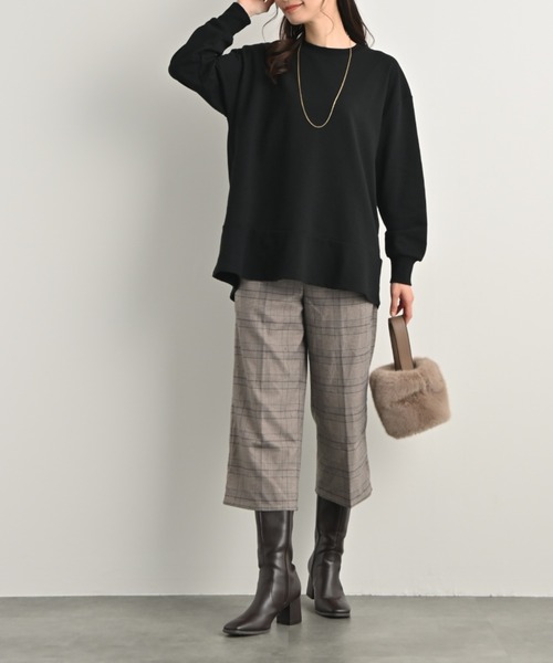aunt lily(アントリリー)の「ふんわりフレンチテリー裾フレアーアクセントチュニックプルオーバー(Tシャツ/カットソー・レディース・ブラック/キナリ・M/L)」の7枚目の写真