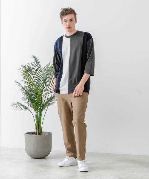 JEANS MATE(ジーンズメイト)の「【汗染みの目立ちにくいTシャツ ZEROSTAIN/ゼロステイン】フェイクレイヤード ビッグシルエット 切り替えデザイン 7分袖Tシャツ 防汚 UVカット(Tシャツ/カットソー・メンズ・スミクロ/ブルー/オフホワイト/ホワイト・X-LARGE/LARGE/MEDIUM)」の17枚目の写真