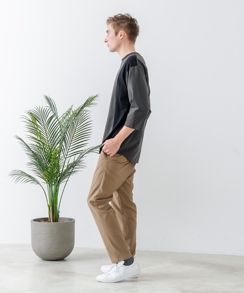JEANS MATE(ジーンズメイト)の「【汗染みの目立ちにくいTシャツ ZEROSTAIN/ゼロステイン】フェイクレイヤード ビッグシルエット 切り替えデザイン 7分袖Tシャツ 防汚 UVカット(Tシャツ/カットソー・メンズ・スミクロ/ブルー/オフホワイト/ホワイト・X-LARGE/LARGE/MEDIUM)」の10枚目の写真