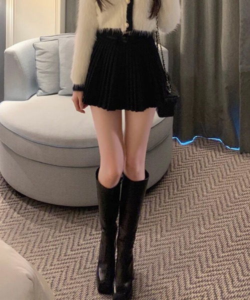 HOOK(フック)の「【HOOK】for girls ベルトリボン付きプリーツスカート(スカート・レディース・ホワイト/ブラック/ダークグレー・SMALL/MEDIUM/LARGE)」の16枚目の写真