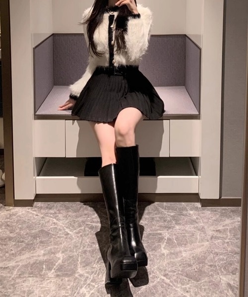 HOOK(フック)の「【HOOK】for girls ベルトリボン付きプリーツスカート(スカート・レディース・ホワイト/ブラック/ダークグレー・SMALL/MEDIUM/LARGE)」の15枚目の写真