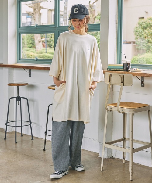 MONO-MART LADY'S(モノマートレディース)の「ナンバリング刺繍 ビッグシルエット半袖Tシャツ / ミニワンピース(ワンピース・レディース・ネイビー/スミクロ/アイボリー・FREE)」の19枚目の写真