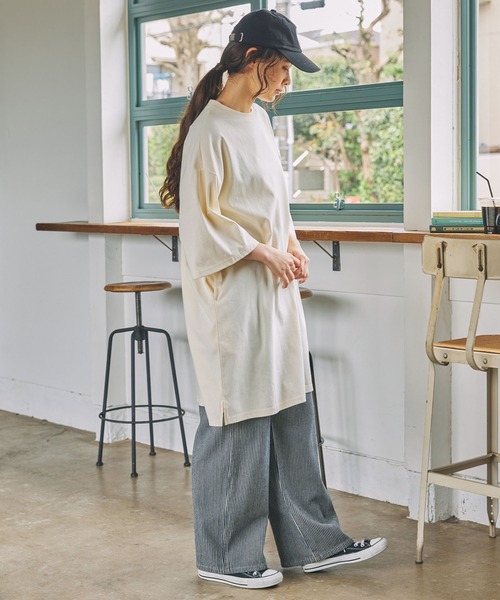 MONO-MART LADY'S(モノマートレディース)の「ナンバリング刺繍 ビッグシルエット半袖Tシャツ / ミニワンピース(ワンピース・レディース・ネイビー/スミクロ/アイボリー・FREE)」の20枚目の写真